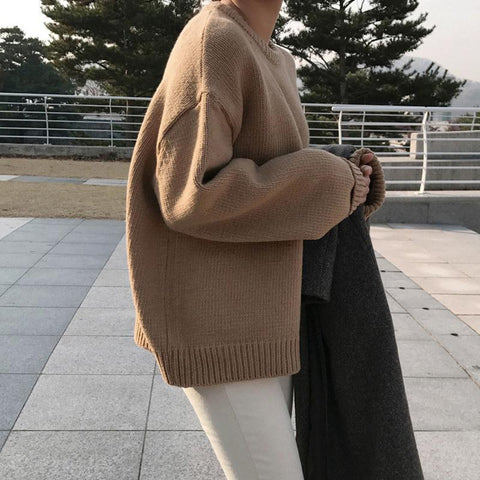 Pullover sweater on autumn and winter round neck
