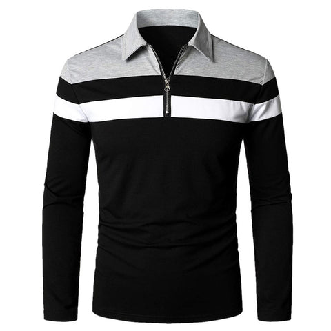 Three-color Stitching Design Men's Long-sleeved Shirt