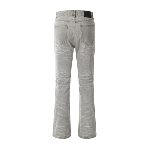 Wide-leg Washed Straight Flared Gray Washed Pleated Overalls Jeans