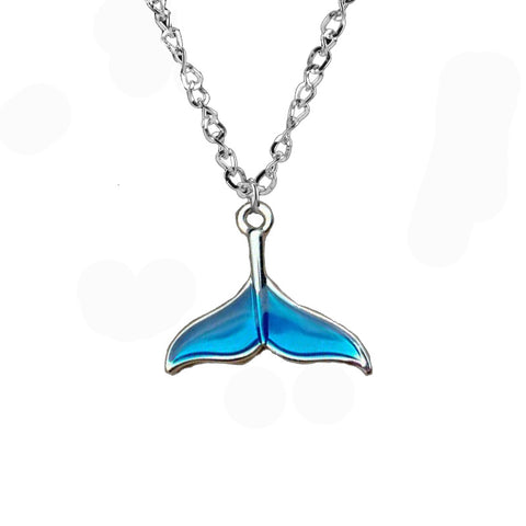 Women's Fashion Blue Ocean Dolphin Whale Tail Pendant Necklace