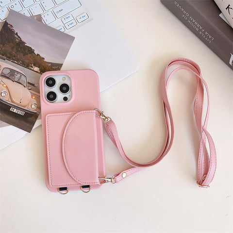 Suitable Phone Case Card Holder Lanyard Litchi Pattern