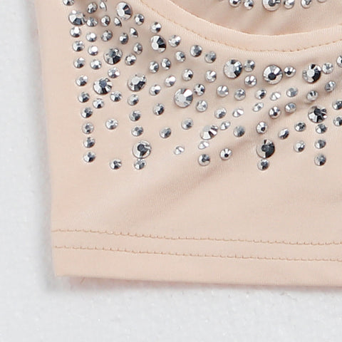 Diamond-encrusted Chest Strap Two-piece Set Two-color Nightclub Uniforms