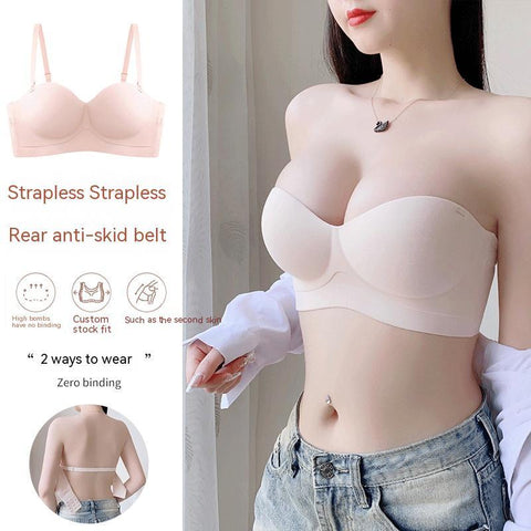 One-piece Seamless Bras Small Breast Push Up Push Up Anti-sagging Strapless Underwear For Women