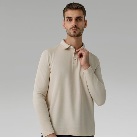 Men's Casual Long-sleeved Polo Shirt Sports Outdoor All-matching Top Breathable Quick-drying T-shirt