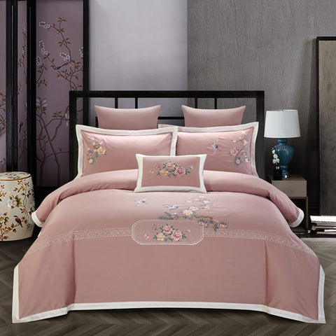 New Chinese Style Cotton 60s Long-staple Cotton Four-piece Cotton Embroidery Hotel Four-piece Hotel