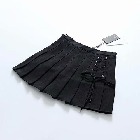 Women's Side Eyelets Tied Rope Inner Liner Short Skirt