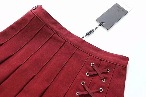 Women's Side Eyelets Tied Rope Inner Liner Short Skirt