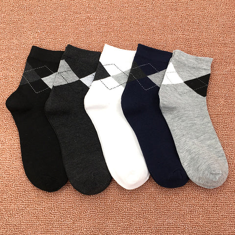 5 Pairs Solidcolor Mid-calf Length Men's Socks Boxed