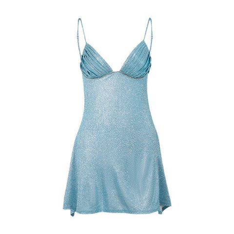Summer New European And American Style Elegant Sexy Hot Girl Slim Strap Flash Dress Women
