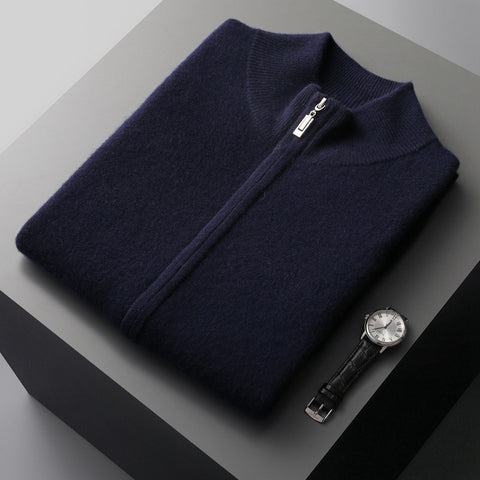 Men's Zipper Width Mock Neck Sweater Cardigan Vest