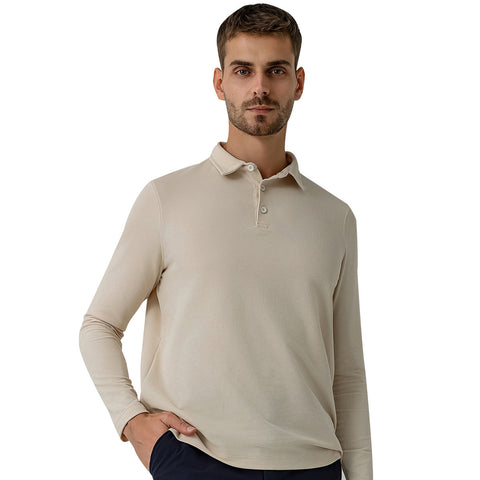 Men's Casual Long-sleeved Polo Shirt Sports Outdoor All-matching Top Breathable Quick-drying T-shirt