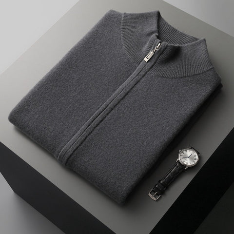 Men's Zipper Width Mock Neck Sweater Cardigan Vest