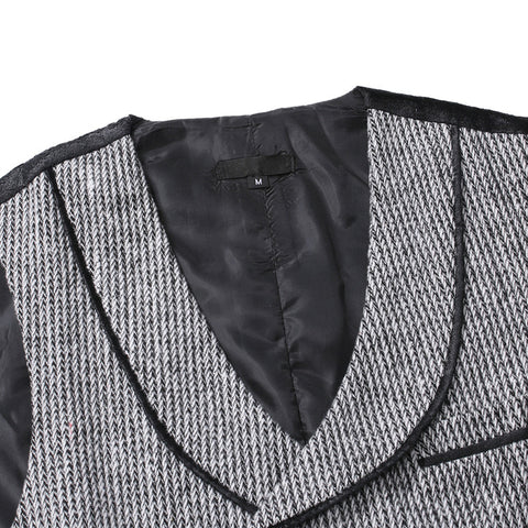 Striped Trim Double Breasted Men's Leisure Vest
