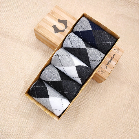 5 Pairs Solidcolor Mid-calf Length Men's Socks Boxed