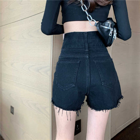 Women's Plus Size Slimming Irregular High Waist Denim Shorts