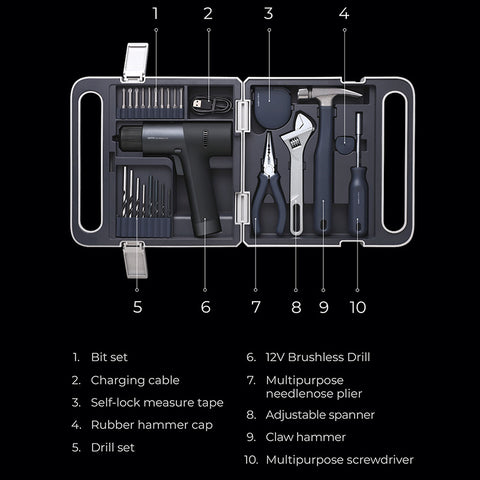 Toolbox Set Electric Screwdriver Multi-functional Vehicle Tool For Home Maintenance