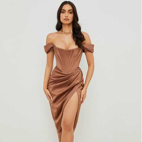 Summer Black Off Shoulder Dress Vestidos Sexy Women Short Sleeve Strapless Club Celebrity Runway Party Dresses