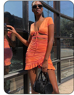 Women's Foreign Trade Hollow-out New Sheath Dress European And American Sexy Dress