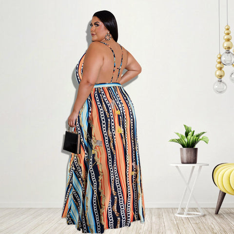 Summer New Irregular Print Dress With Sling