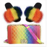 Summer Ladies Plush Slippers Jelly Bag Set