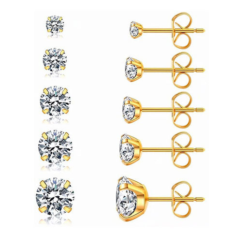 316L Stainless Steel Zircon Four Claw Stud Earrings