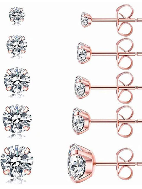 316L Stainless Steel Zircon Four Claw Stud Earrings