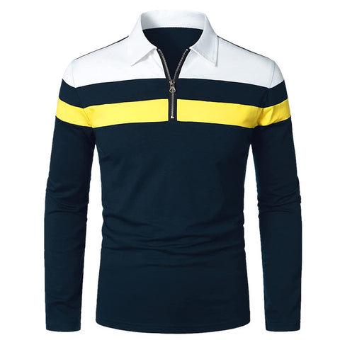 Three-color Stitching Design Men's Long-sleeved Shirt
