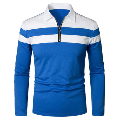 Three-color Stitching Design Men's Long-sleeved Shirt