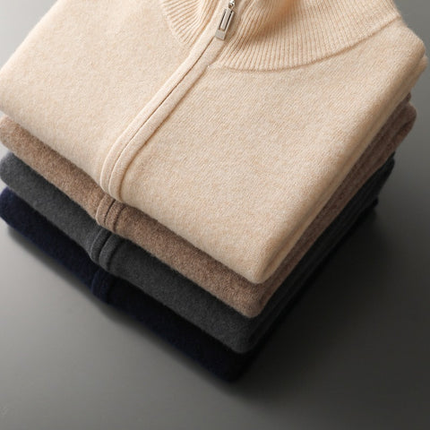 Men's Zipper Width Mock Neck Sweater Cardigan Vest