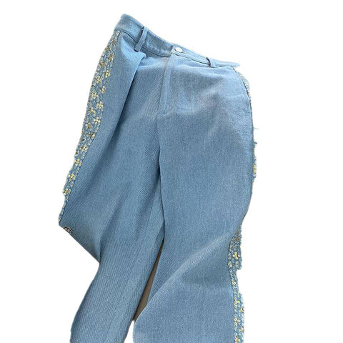 Spring And Autumn Western Style Wide Leg Pants Two Piece Set