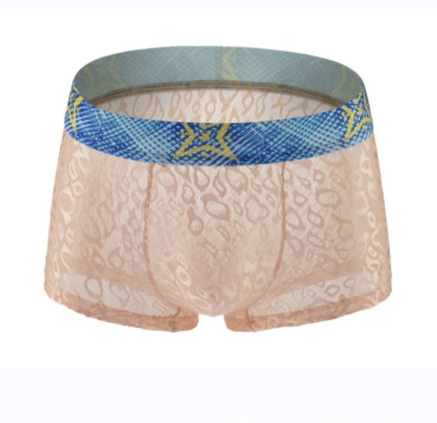 Trendy Men's Lace Transparent Boxer Briefs Comfortable Breathable Quick-drying Men's Boxers
