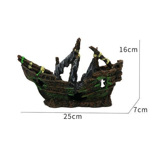 Fish Tank Landscaping Resin Boat Aquarium Decoration