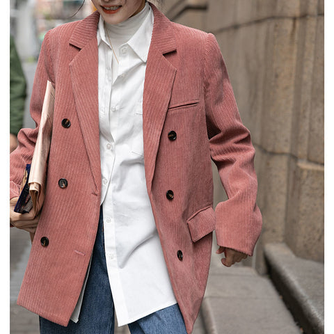 Hong Kong Style Design Sense Corduroy Suit Casual Jacket Women