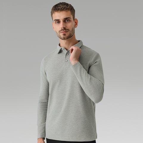 Men's Casual Long-sleeved Polo Shirt Sports Outdoor All-matching Top Breathable Quick-drying T-shirt