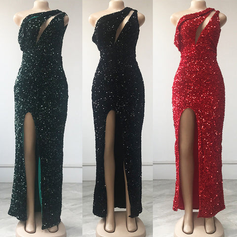 Women's Evening Dress Scale Slit Slim Fit Dress