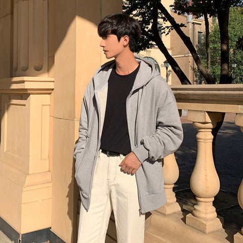 Men's Hooded Sweater Hong Kong Style Loose Autumn Coat