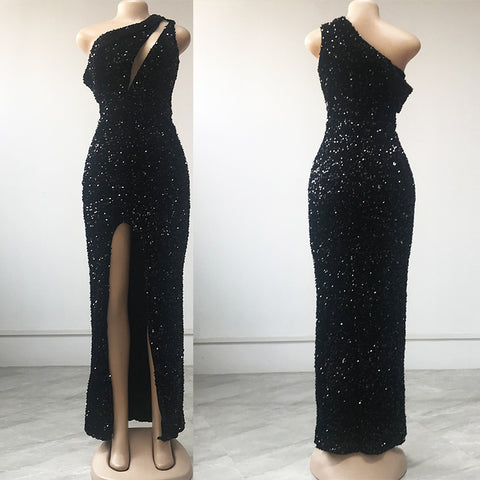 Women's Evening Dress Scale Slit Slim Fit Dress