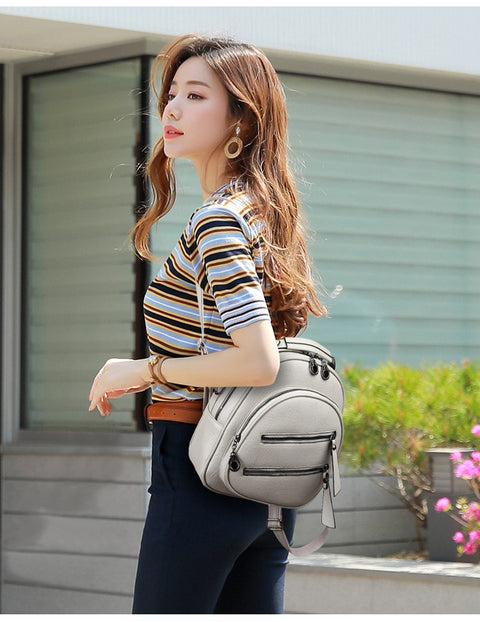 Women's Simple And Lightweight Waterproof Pu Fashion Backpack