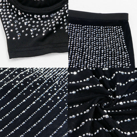 Diamond-encrusted Chest Strap Two-piece Set Two-color Nightclub Uniforms