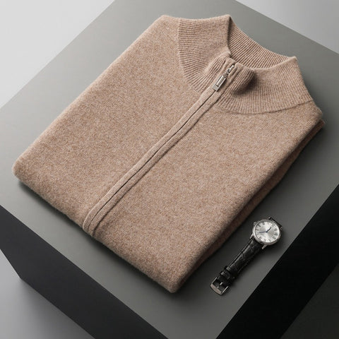 Men's Zipper Width Mock Neck Sweater Cardigan Vest