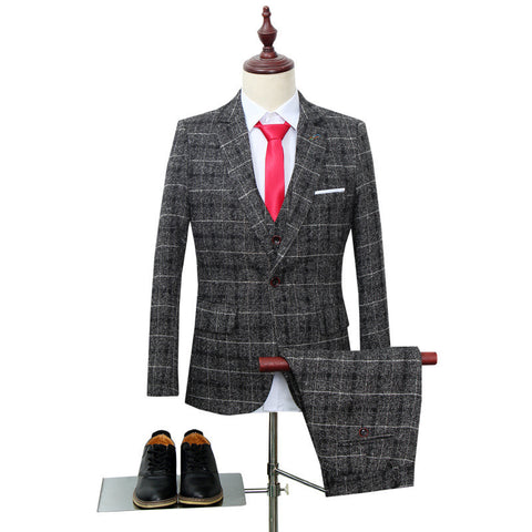 Men's Suit Three-piece Suit Korean Style Slim-fitting English Style Casual
