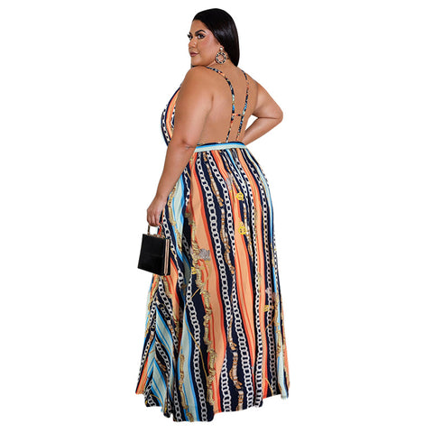 Summer New Irregular Print Dress With Sling