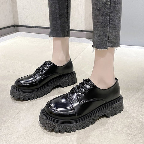 Women's Shoes Spring Women's Shoes British Style Retro Small Leather Shoes Women's Platform Loafers Spring Models Single Shoes Summer
