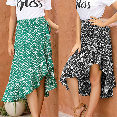 Slimming Irregular Lace-up Ruffle Skirt