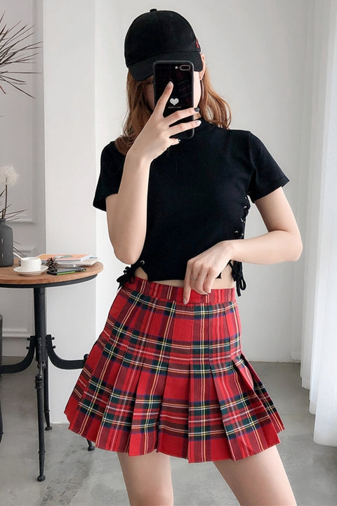 Student High-waisted Anti-glare Skirt With Pleated