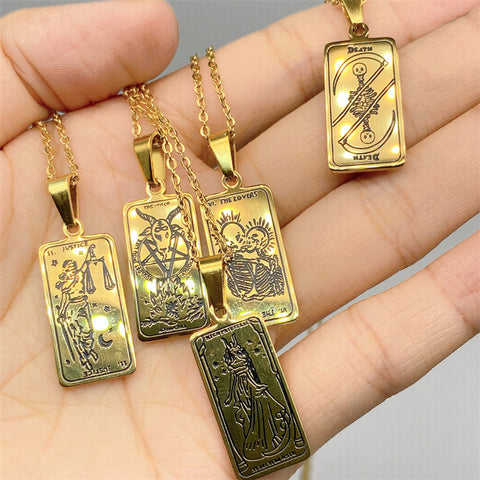 Vintage Tarot Square Tag Necklace Priest