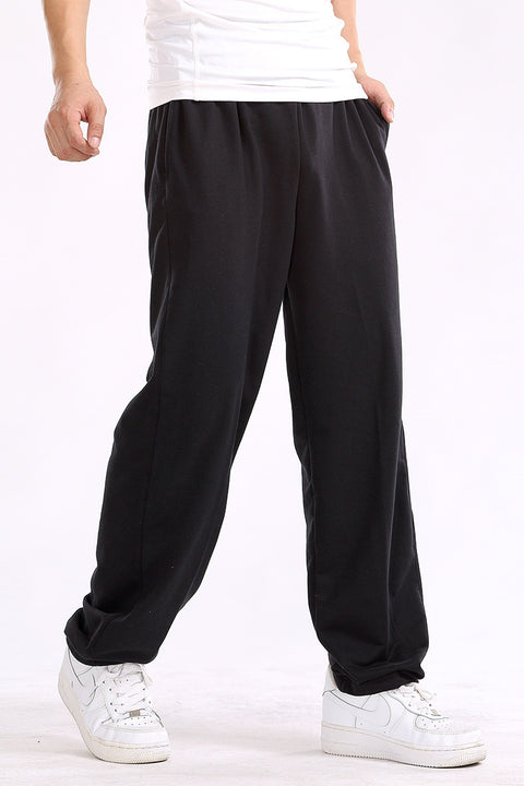 Spring And Summer Thin Elastic Waist Men's Loose Straight Leg Cotton Casual Long Pants