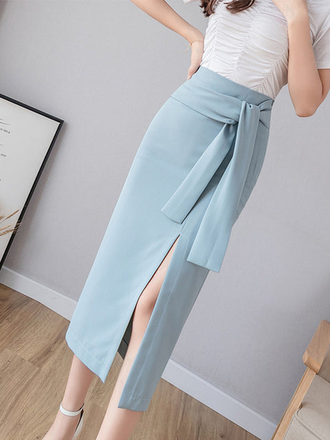 Split web celebrity sexy wrap skirt