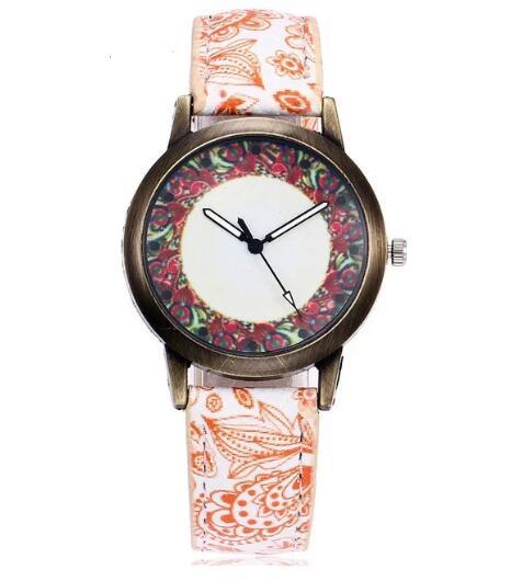 Vintage ethnic style print ladies watch