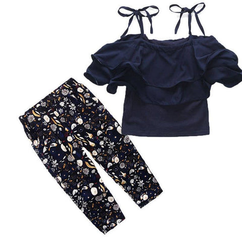 Western chiffon suit with seven-minute trousers for children